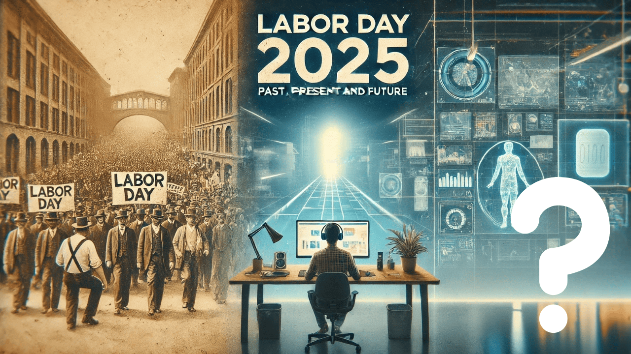 Happy Labor Day 2025! Image created by OnYourMark.com using DALL-E with modifications in Canva.com
